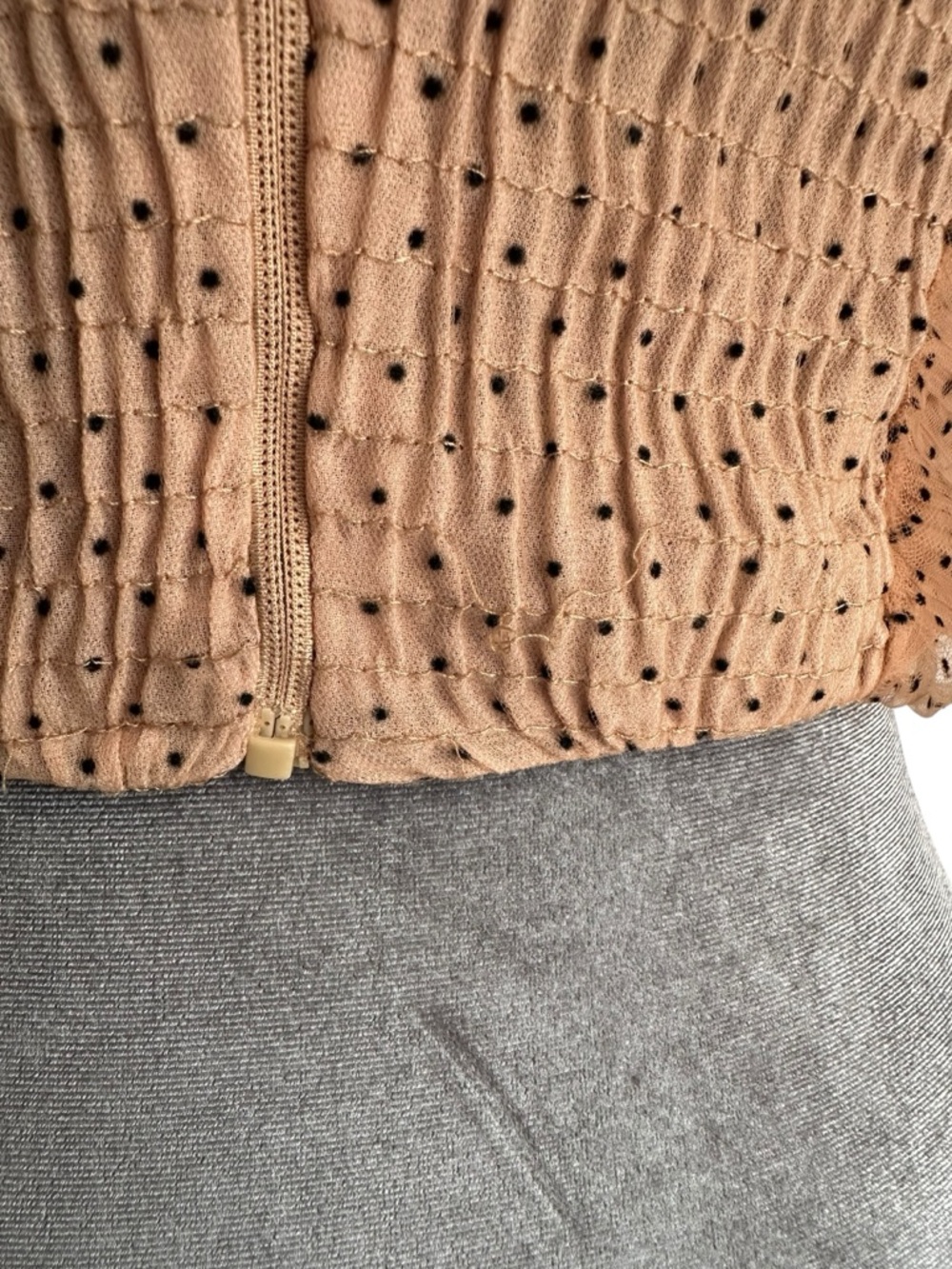 Zara Nude Mesh Tulle Black Polka Dot Ruffle Crop Tube Top Small Limited Edition - Picture 15 of 15